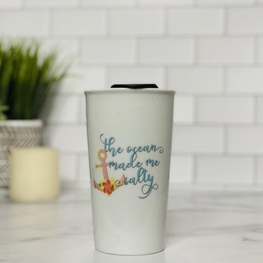 The Ocean Made Me Salty Ceramic Tumbler