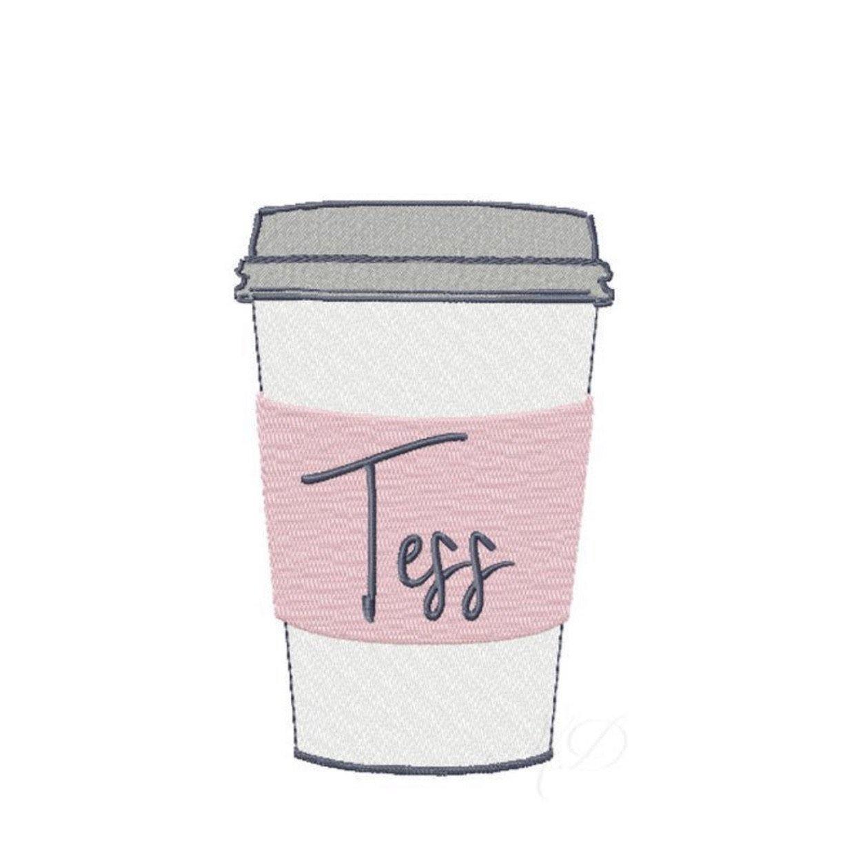 Coffee Cup Monogrammed Tee - Banana Bug Designs