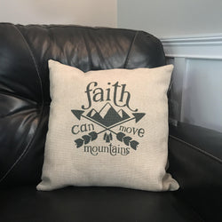 Faith Can Move Mountains Linen Pillow