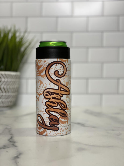 Personalized Queen Bee Slim Can Cooler