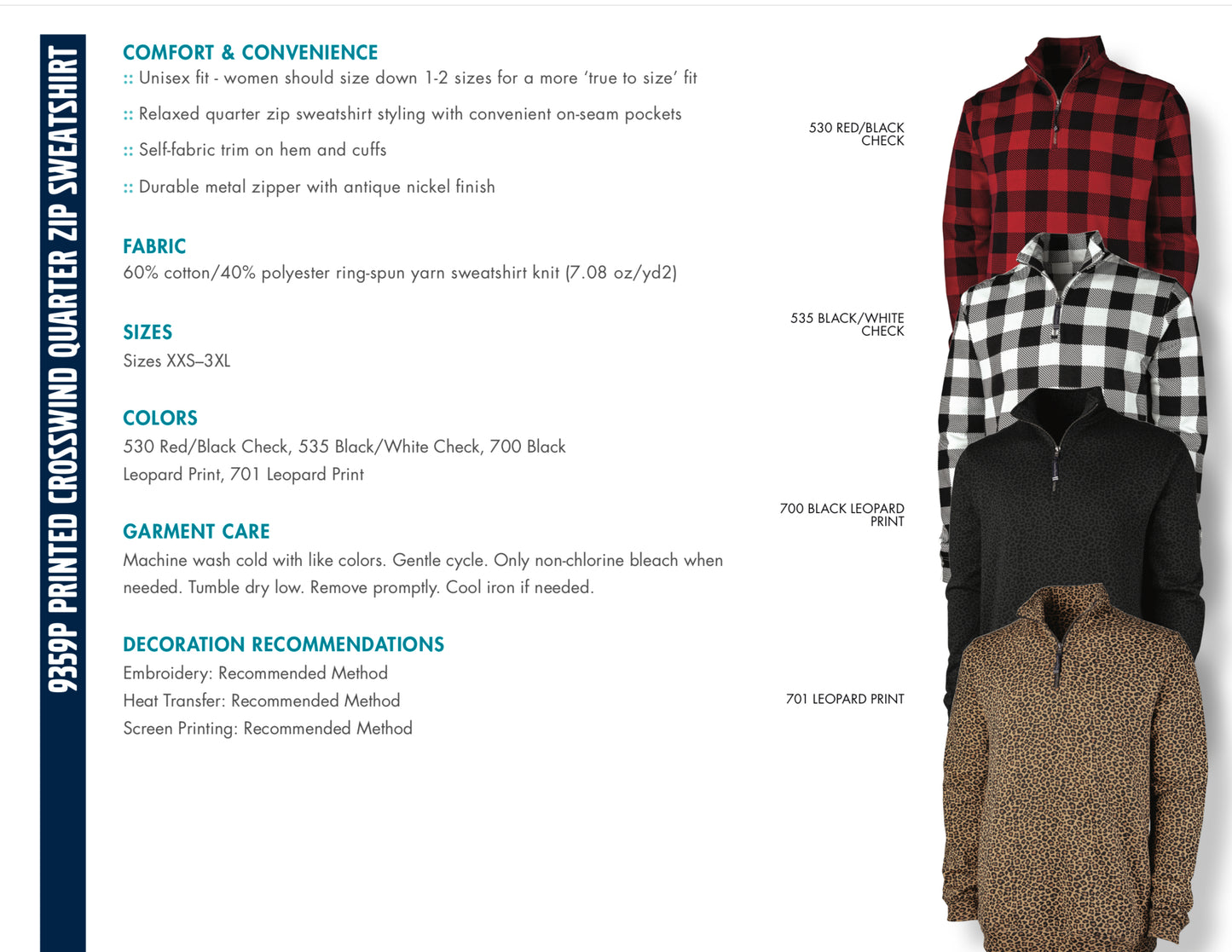 White and Black Buffalo Check Crosswind Unisex 1/4 Zip