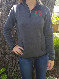 Monogrammed Charles River Heathered Fleece Pullover
