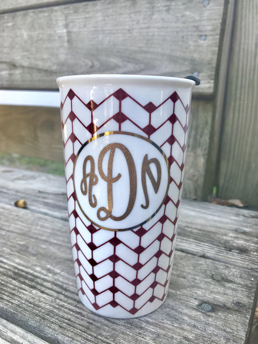 Monogrammed Ceramic Travel Tumbler