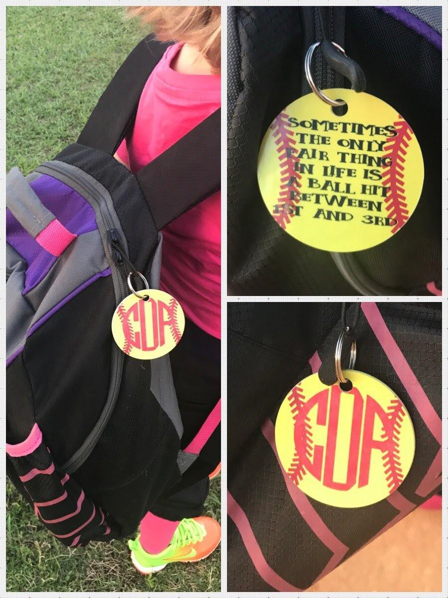 Monogrammed Baseball/Softball Keychain