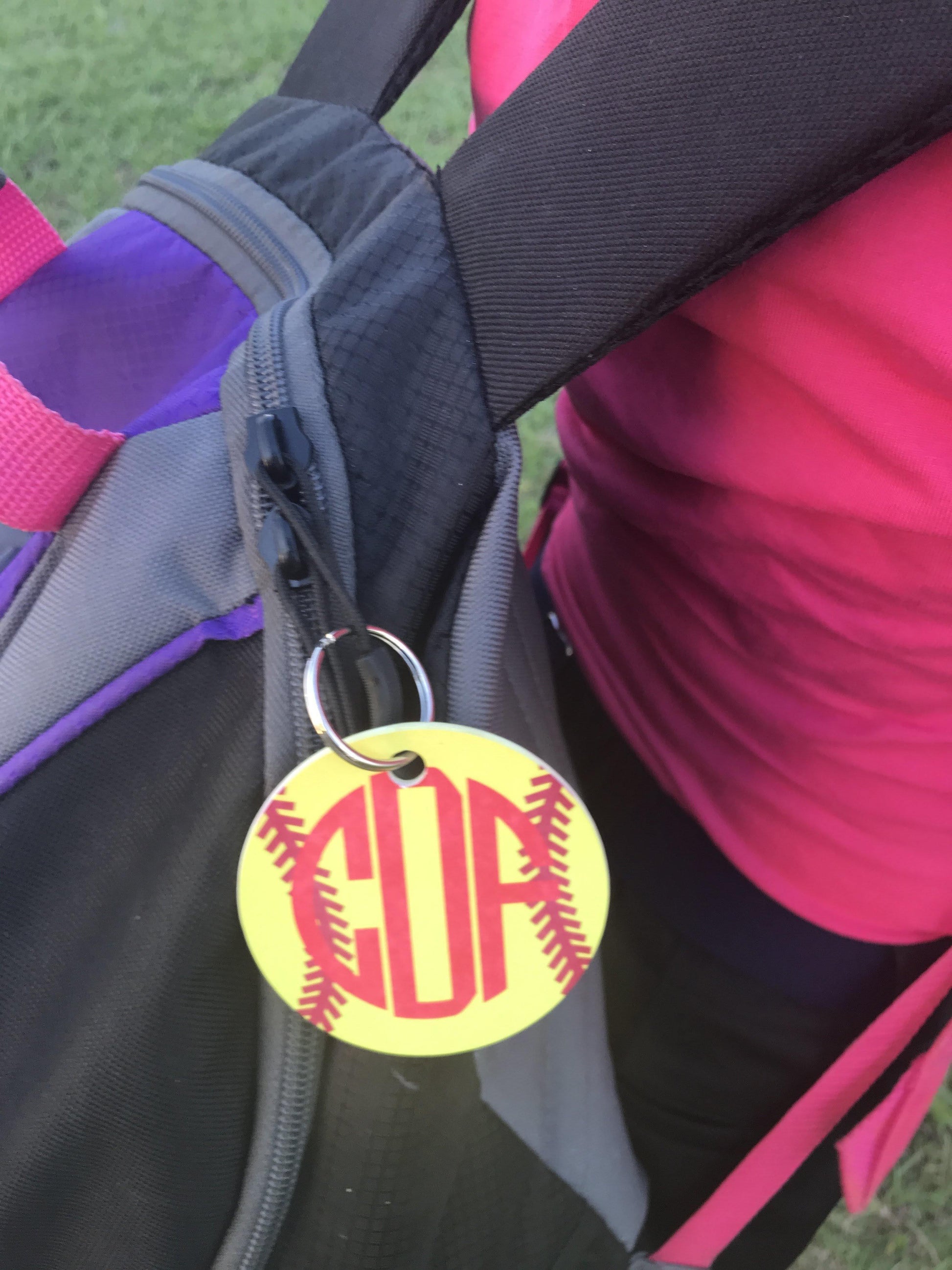 Monogrammed Baseball/Softball Keychain