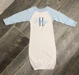 Monogrammed Infant Raglan Gown